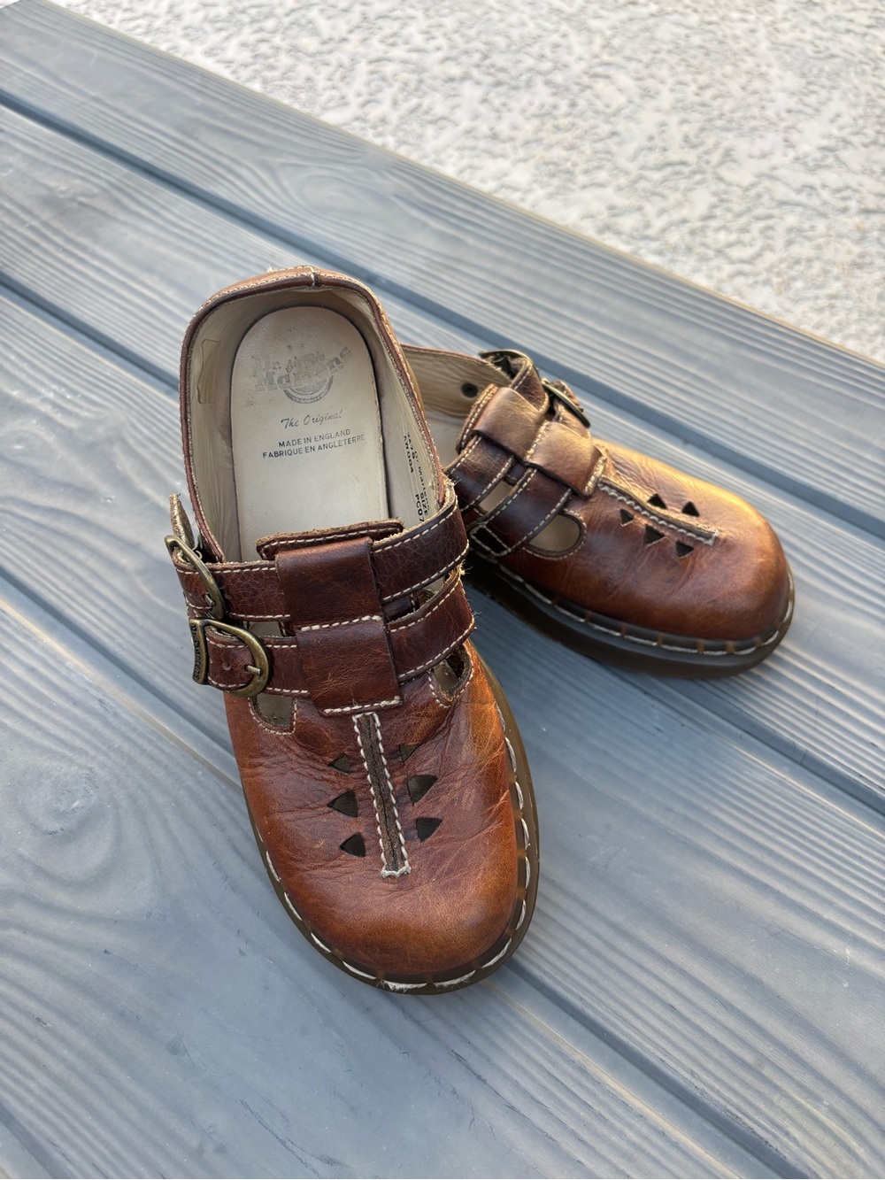 Vintage Dr Martens Made in England Brown Leather Mary Jane Shoes UK 4 US 6 Rare